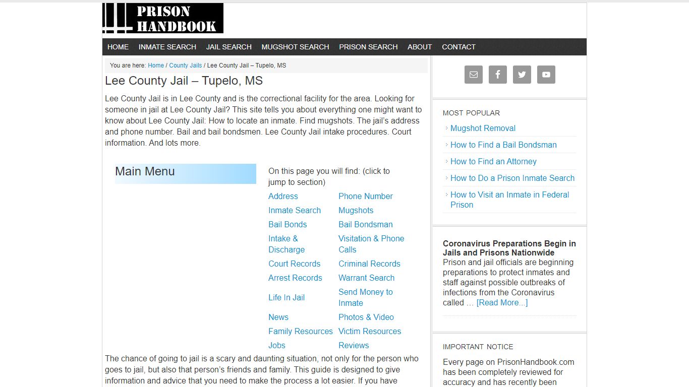 Lee County Jail – Tupelo, MS - prisonhandbook.com